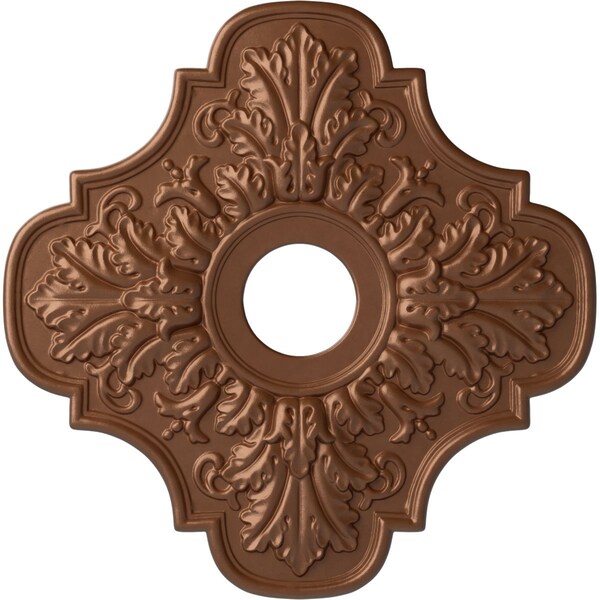 Ekena Millwork Peralta Ceiling Medallion (Fits Canopies up to 4 5/8"), 17 3/4"OD x 3 1/8"ID x 1"P, Polished Copper CM17PEPOS - main